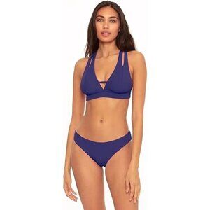 BECCA Etx By Rebecca Virtue Fine Line Halter Bra Top Elaine Split Strap Blue L